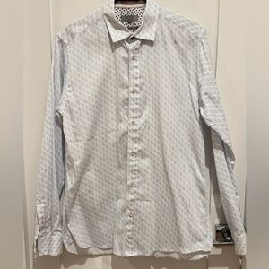 Ted Baker endurance geometrical print Men's Blue Patterned Shirt size 3 = 15.5 H